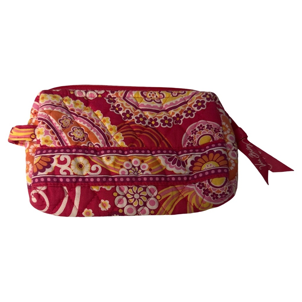 Vera Bradley Pink Floral Quilted Cosmetic Makeup Bag - Picture 2 of 5